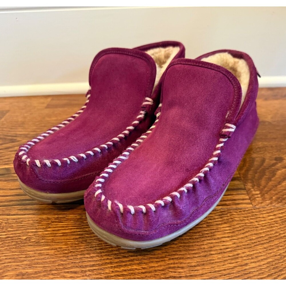 LL Bean Womens 9M Wicked Good Slippers Boot Moccasins Pink Suede  Slip On